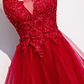 Red Lace Tulle Layered Straps Fashionable Long Party Dress, Long Prom Gown gh277