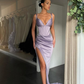 Ärmelloses Ballkleid mit V-Ausschnitt, geteilt, gh645