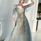 Charming Lace Light Blue V-Neckline Long Prom Dress, A-Line Formal Dress Evening Dress  gh204