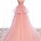 Pink Tulle Sweetheart Straps Long Formal Dresses, Pink Layers Party Dresses  gh29