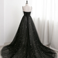 Black Sweetheart Tulle Straps Long Evening Dress, Black Formal Dress Party Dresses   Prom dress gh11