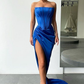 Robe de soirée longue sans bretelles fendue gh616
