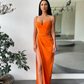 Robe de bal sirène à bretelles spaghetti fendue gh691