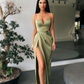 Robe de bal sirène à bretelles spaghetti fendue gh691
