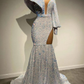 High Neck Long Sleeves Mermaid Prom Dress With Sequins gh794