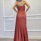 Spaghetti-Straps Beadings Long Mermaid Prom Dress Split With Ruffles  gh758