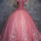 Off The Shoulder Long Ball Gown Lace Princess Prom Dresses Quinceanera Dresses  gh927