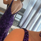 Purple V-Neck Long Mermaid Prom Dress With Sequins  gh748