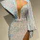 High Neck Long Sleeves Mermaid Prom Dress With Sequins gh794
