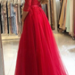 Long Sleeves A-Line Prom Dress Split With Lace gh747
