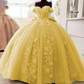 Robe de soirée longue sans bretelles à appliques florales bleues magnifiques et exquises, robe de quinceanera, robe douce de 16 ans, gh930