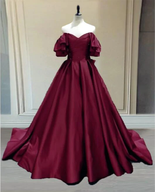 Ball Gown Princess Satin Off The Shoulder Prom Dresses gh1182