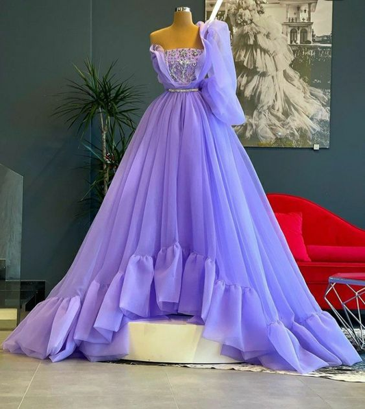 Robe de bal longue en ligne, robe de soirée violette gh1844