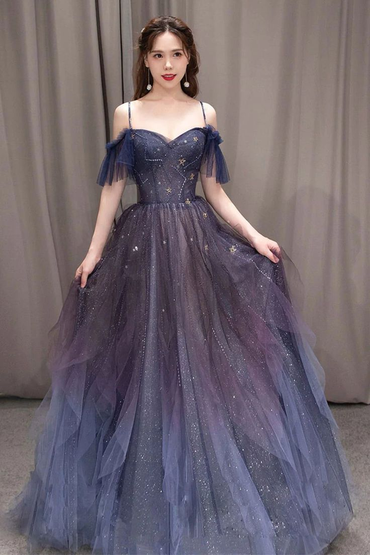 Purple sweetheart neck tulle long ball gown evening dress gh2625