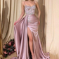 Robe de bal sirène rose élégante à bretelles spaghetti avec volants fendus gh2030