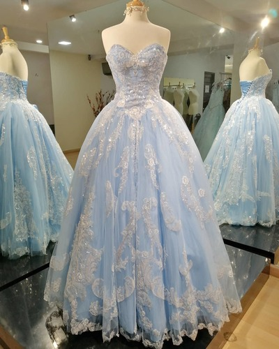 Sweetheart Light Blue Ball Gown  gh2307