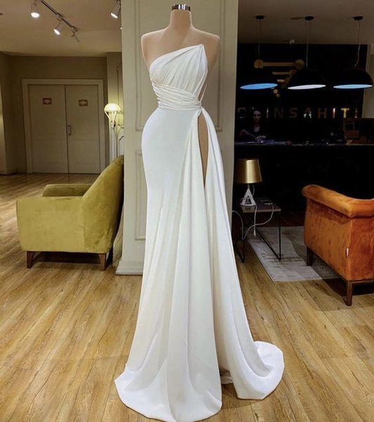 white simple evening dresses long cheap elegant modest mermaid sexy formal party Prom Dresses  gh2187