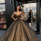 Robe de bal en cœur marron longue sans bretelles perles sans manches robes de Quinceanera gh2223