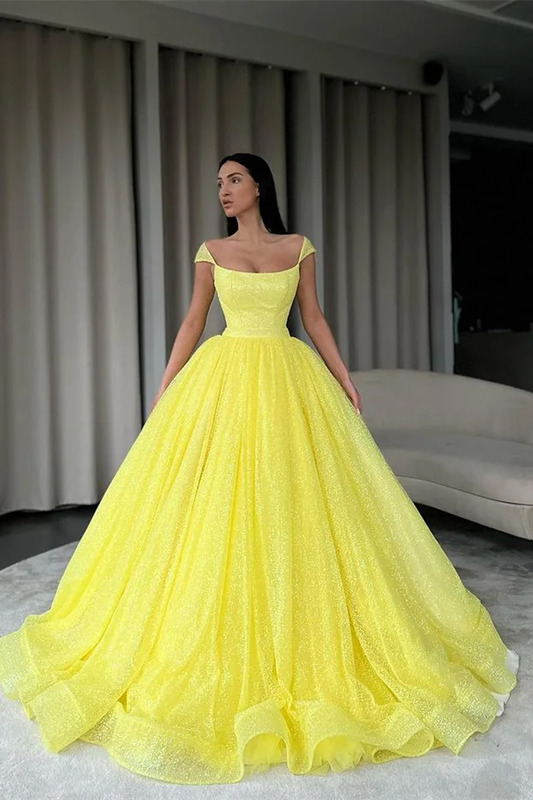 Ball Gown Daffodil Prom Dress Long Off-the-Shoulder Sequins gh2542