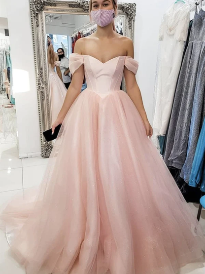 Off Shoulder Open Back Pink Long Prom, Off the Shoulder Pink Formal, Pink Evening gh2553