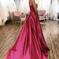 Red satin long prom dress red evening dress gh2268