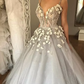 Robe de bal à bretelles spaghetti et tulle avec fleurs faites à la main gh2069