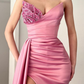 Modern Sweetheart Mermaid Long Prom Dress Split Ruffles With Sequins  gh2028