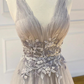 Graues Tüll-Spitzen-Abschlussballkleid Abendkleid gh2287