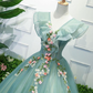 Green V Neck Tulle Long Prom Dress, Formal Dresses, Green Evening Dress  gh2194