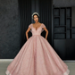 Wunderschönes rosa Ballkleid mit V-Ausschnitt und bodenlanger Organza-Perlen-Häkelblumen-Abendkleid gh2221