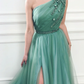 Robe de soirée/de cérémonie en tulle à une épaule et coupe trapèze avec perles gh2154