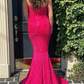 Meerjungfrau Fuchsia Pailletten langes formelles Kleid gh2242