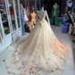 Wunderschöne florale Applikationen, exquisite Langarm-Dornröschen-Brautkleid, Abendkleid, Ballkleid gh2093