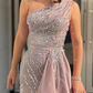 Sexy One-Shoulder Sequined Split-Side Ruffled Empire Evening Maxi Dress  gh2086