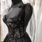 Tulle black applique beaded A-line maxi corset dress party dress off-the-shoulder gown ball gown elegant evening dress gh2106