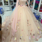 Wunderschöne florale Applikationen, exquisite Langarm-Dornröschen-Brautkleid, Abendkleid, Ballkleid gh2093