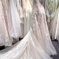Elfenbein / Soft Blush Spitze Tüll Couture Formelles Hochzeitskleid gh2654