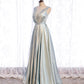 Pink satin long prom dress pink evening dress  8517