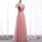 A line tulle sequins long prom dress evening dress  8439