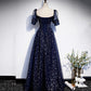 Blue tulle long prom dress blue evening dress  8425