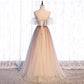 Cute tulle sequins long prom dress evening dress  8963