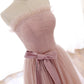 Pink tulle long prom dress pink evening dress  8584