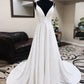 White chiffon lace long prom dress A line evening dress  8454