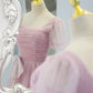 Purple tulle long A line prom dress evening dress  8820