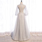 Gray lace sequins long prom gown evening dress  8964