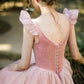 Pink/Red Cute A-line Long Prom Dress Evening Dress Graduation Party Dress 8646