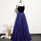 Blaues Tüll Pailletten langes Ballkleid Abendkleid 8463