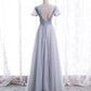 A line tulle sequins long prom dress evening dress  8439