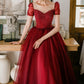 Burgundy Sparkling Beaded A-line Long Tulle Elegant Ball Gown Evening Dress 8645