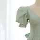Green satin short A line prom dress party dress  8834
